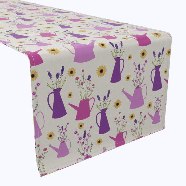 Wild Flowers & Purple Watering Cans Table Runners