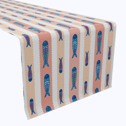 Fish in Scalloped Stripes Cotton Table Runners