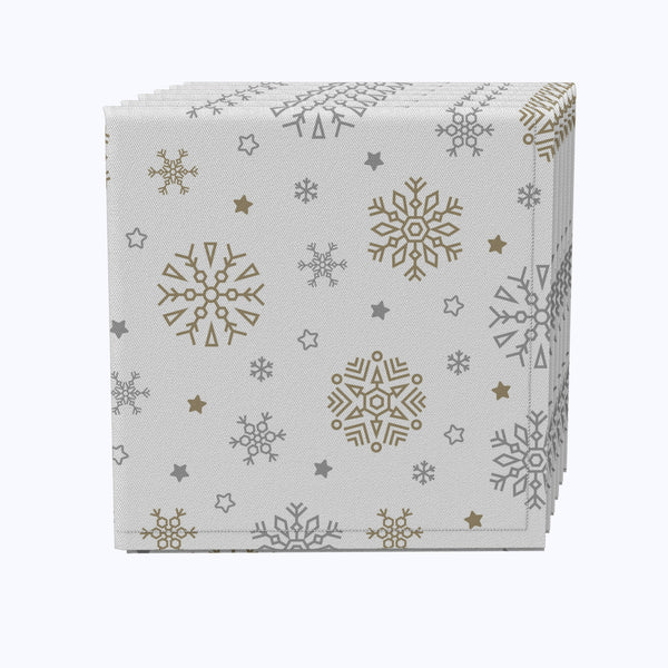 Gold and Silver Snowflakes Cotton Napkins