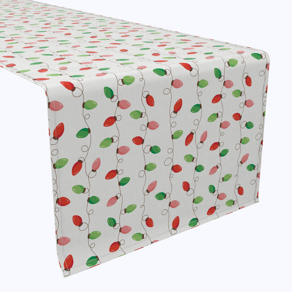 Red & Green Holiday Lights Stripe Cotton Table Runners