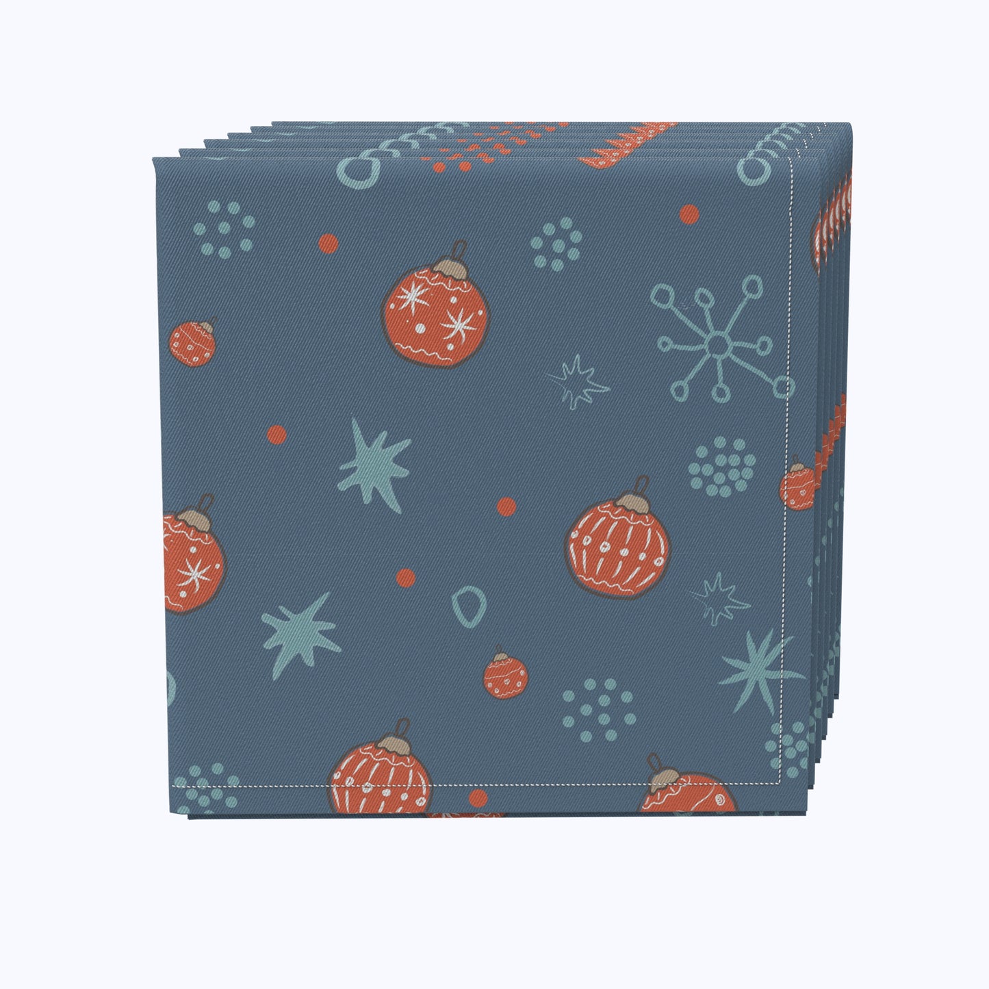 Festive Ornaments & Snowflakes Cotton Napkins