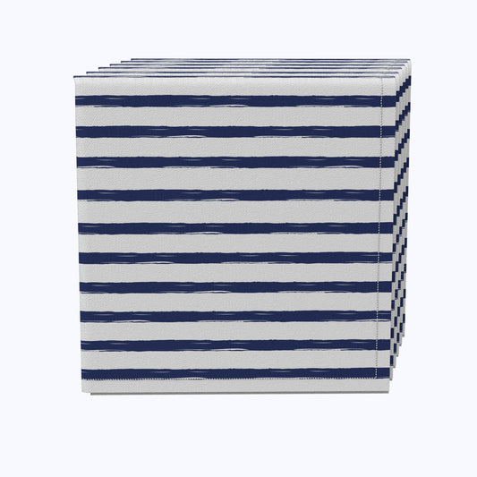 Navy brush Stroke Stripe Cotton Napkins