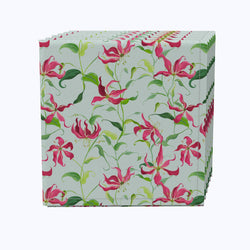 Fire Lily Flowers and Leaves Cotton Napkins