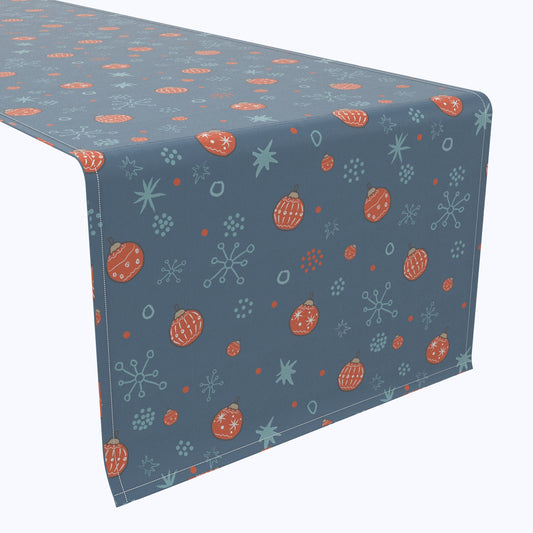 Festive Ornaments & Snowflakes Cotton Table Runners