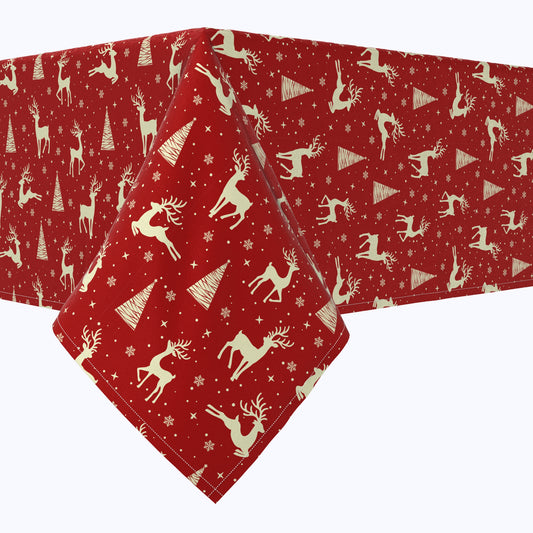 Golden Reindeer & Christmas Trees Cotton Rectangles