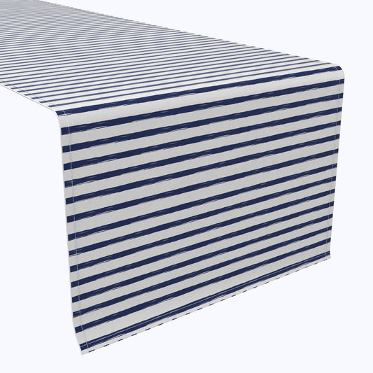 Navy brush Stroke Stripe Cotton Table Runners