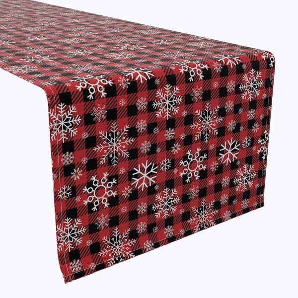 Snowflakes on Plaid Cotton Table Runners